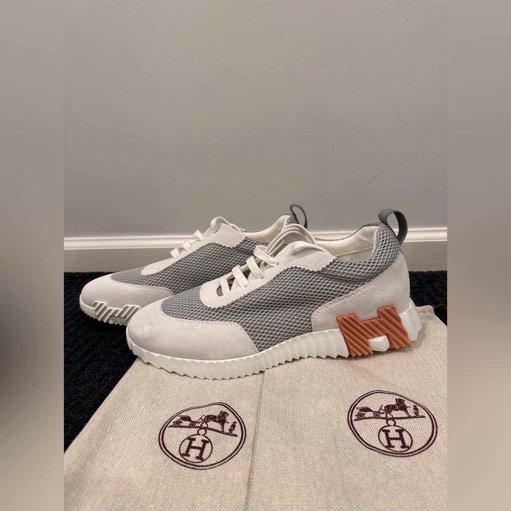 Hermes Bounce Sneakers in color Gris Lulea / Blanc. Size 10 Men’s US. Never Worn